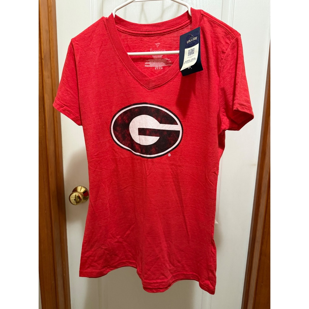 Fanatics Georgia Bulldogs NCAA Red V-Neck T-Shirt Womens Medium NWT